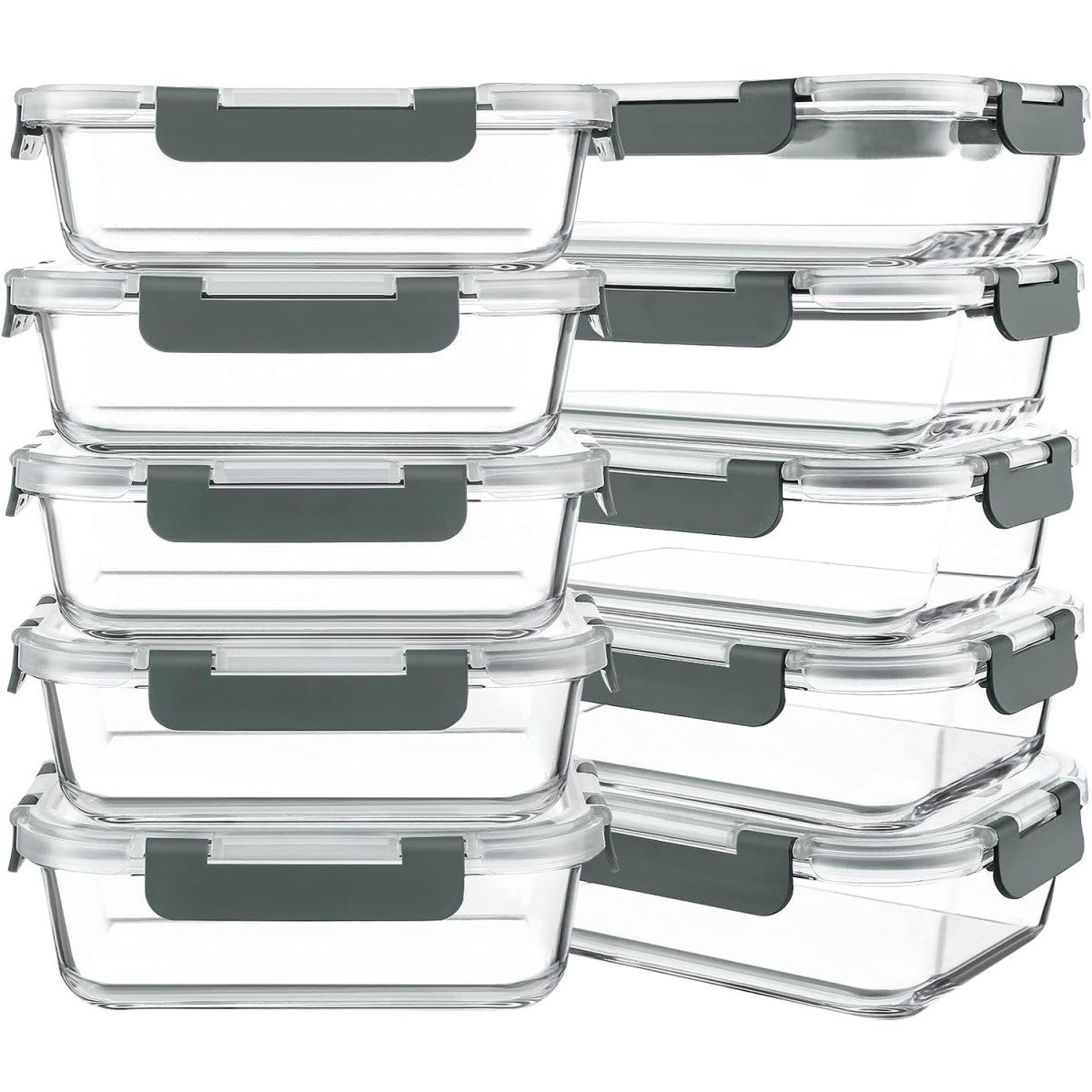KOMUEE 10-Pack 30 oz Glass Meal Prep Containers